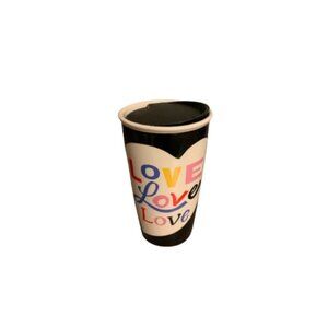 Starbucks “Love Love Love” Tall Black Ceramic To Go Mug